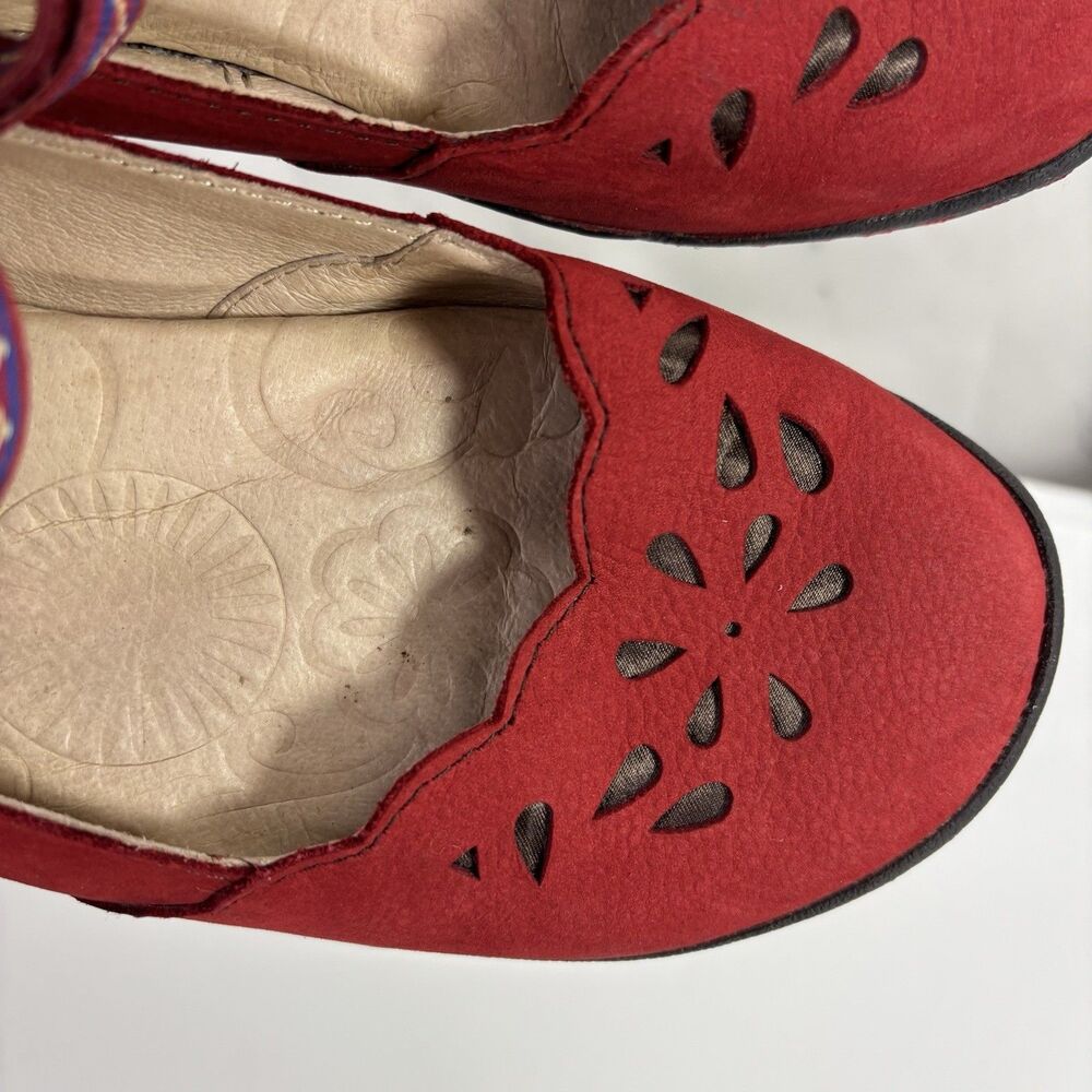Jambu Blossom Brooks Red Mary Jane Flat Shoes Womens Size 7 M laser cut Retro - Picture 14 of 16